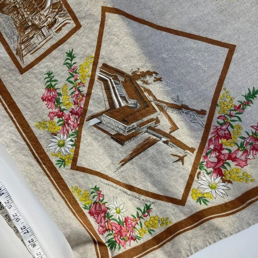 Melbourne Australia‎ Linen Tablecloth by Heil Flinders Station More Tan 47 x 50